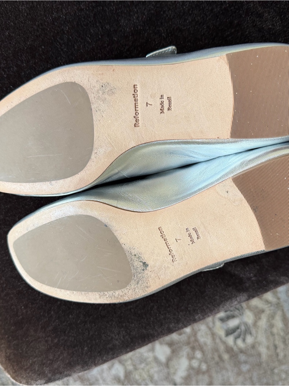 Reformation Metallic Silver Buckle Mary Jane Flats - Picture 4 of 4